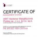 HMT Polska otrzymaa certyfikat ISO 14001